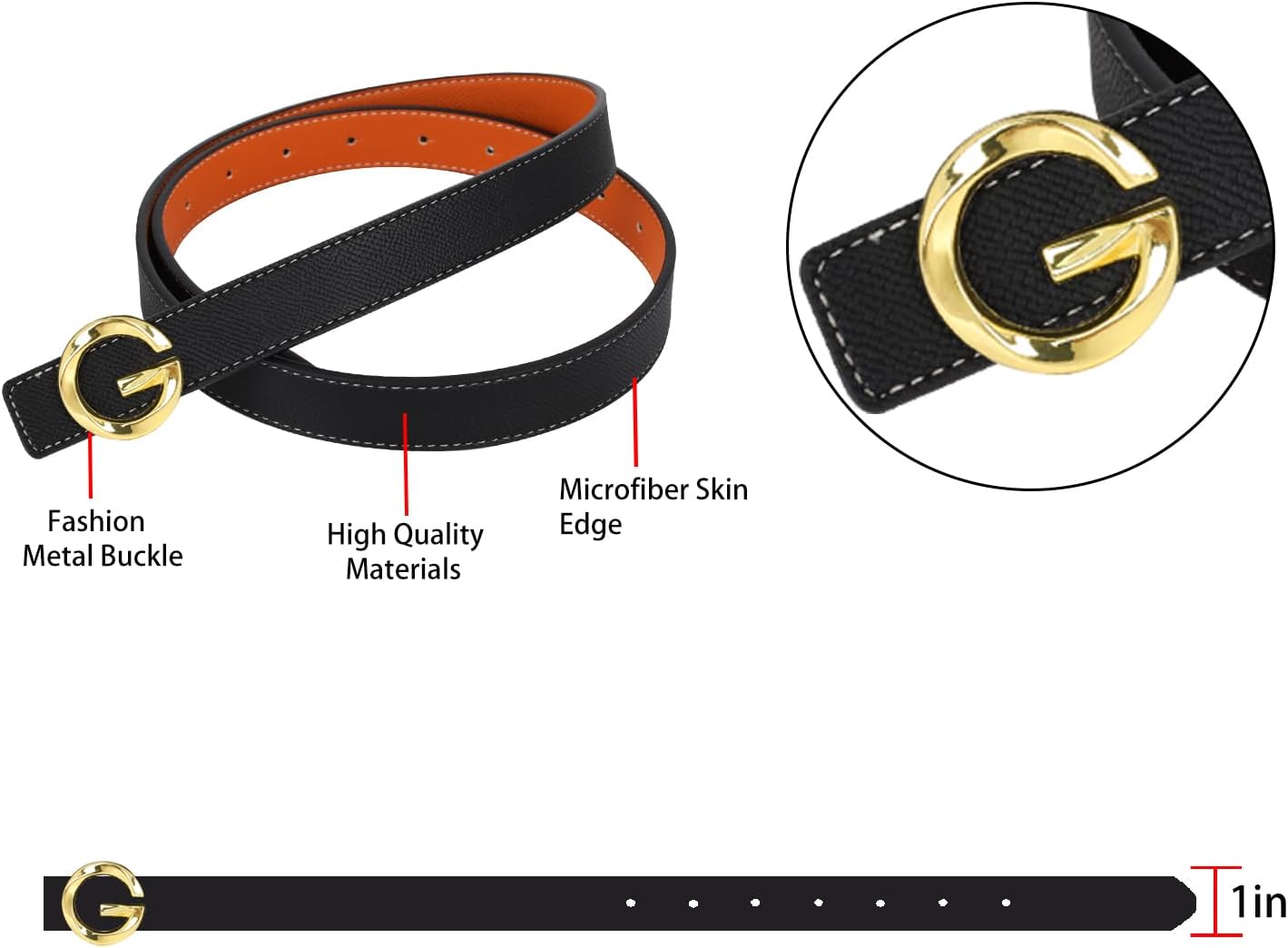 Women's Leather Belt with Buckle - Ideal for Dresses, Jeans, and Coats image 2