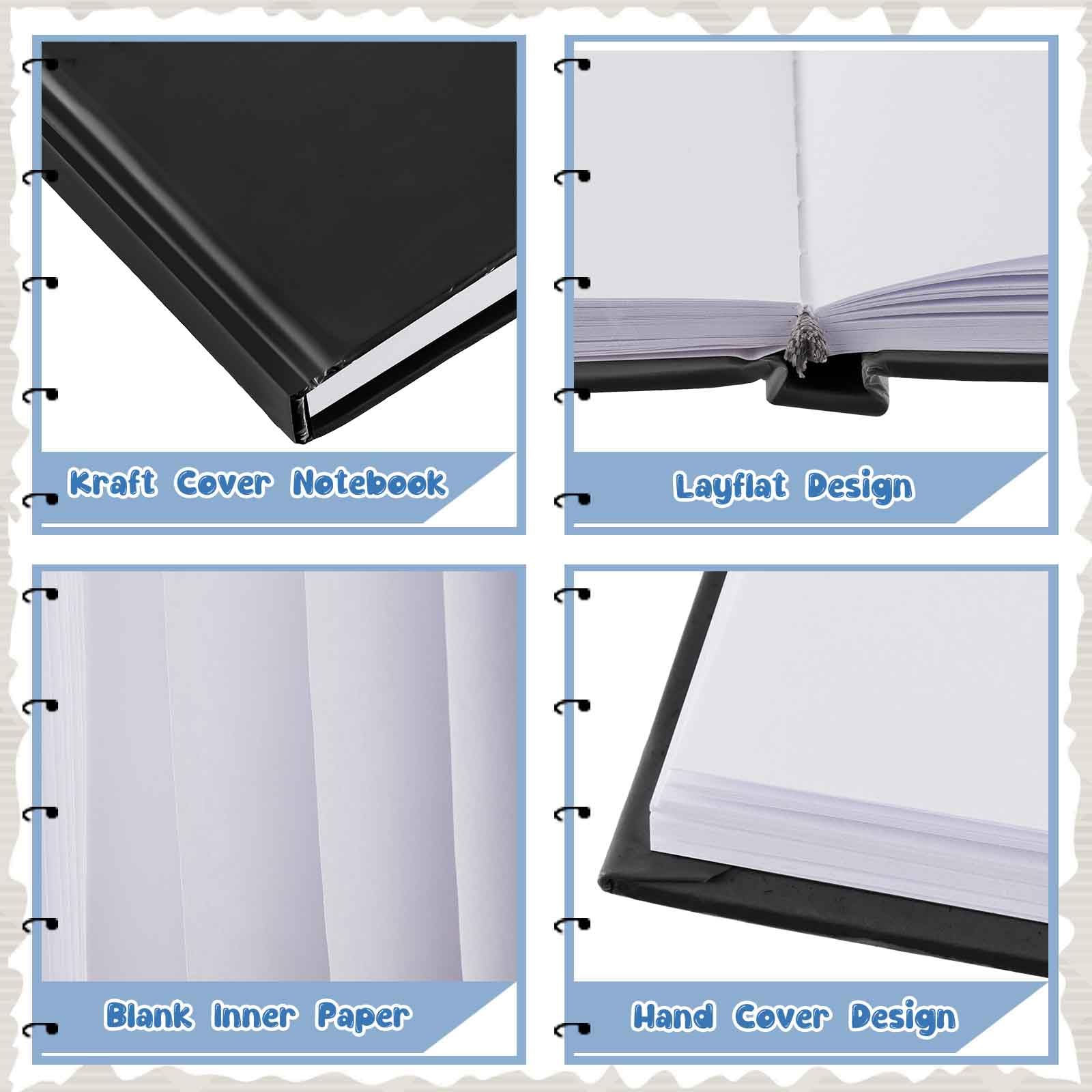 Henoyso 8 cuadernos en blanco A5 a granel, 100 hojas/200 páginas, libro en blanco, tapa dura, cuaderno de bocetos sin forro, tapa kraft para escribir, dibujar, para estudiantes, escuela, oficina, 8.3