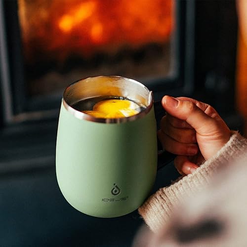 Miniatura 9 de Ideus Taza de café aislada de 16 onzas con asa y tapa, taza de café térmica al vacío de acero inoxidable de doble pared, taza de café de viaje