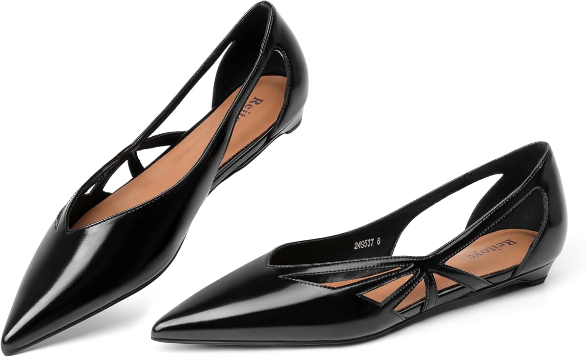 Reitoye Pisos para Mujer Cerrados Punta Puntiaguda Bailarinas Pisos de Trabajo Elegantes | Zapatos planos sexis sin cordones,Cómodo tacón bajo,Planta informal,Plantilla acolchada,Suela antideslizante,Comodidad durante todo el día,Zapatos de vestir de oficina nupcial