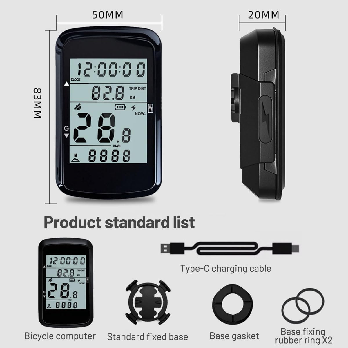 Computer per bicicletta wireless, tachimetro digitale per bicicletta, schermo LCD retroilluminato da 2,4 pollici, contachilometri per mountain bike e bici da strada