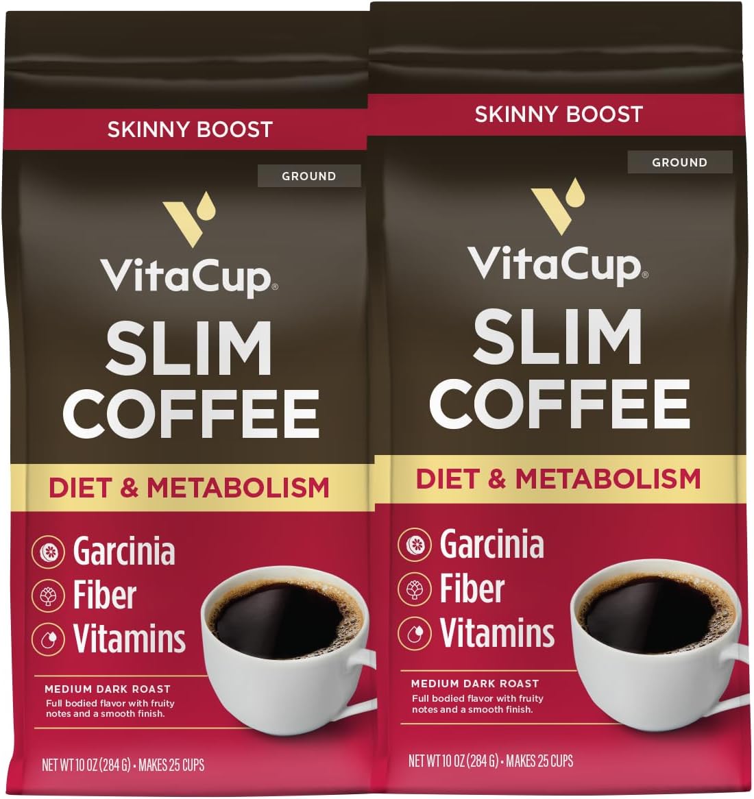 VitaCup Slim Medium Dark Roast Ground Coffee 20oz, 2 bags