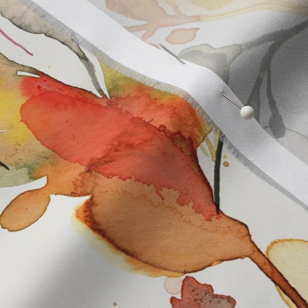 Spoonflower Fabric - Watercolor Plants Floral Nature Abstract Plants Home Decor Watercolor Printed on Organic Cotton Sateen Fabric by The Yard - Sewing Quilting Apparel Home Decor