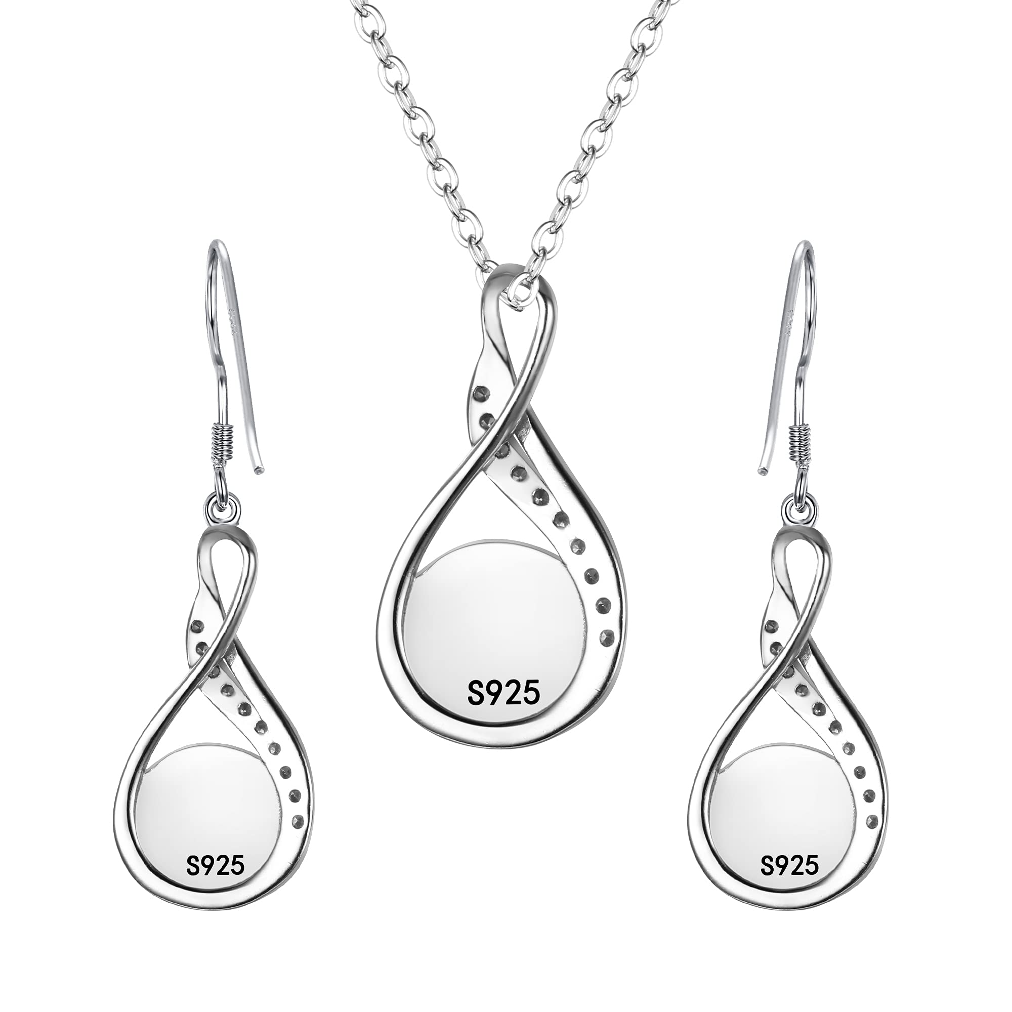 Donna Parure gioielli-Collana Orecchini Delicato Elegante con Argento e Perla Coltivata d'acqua dolce