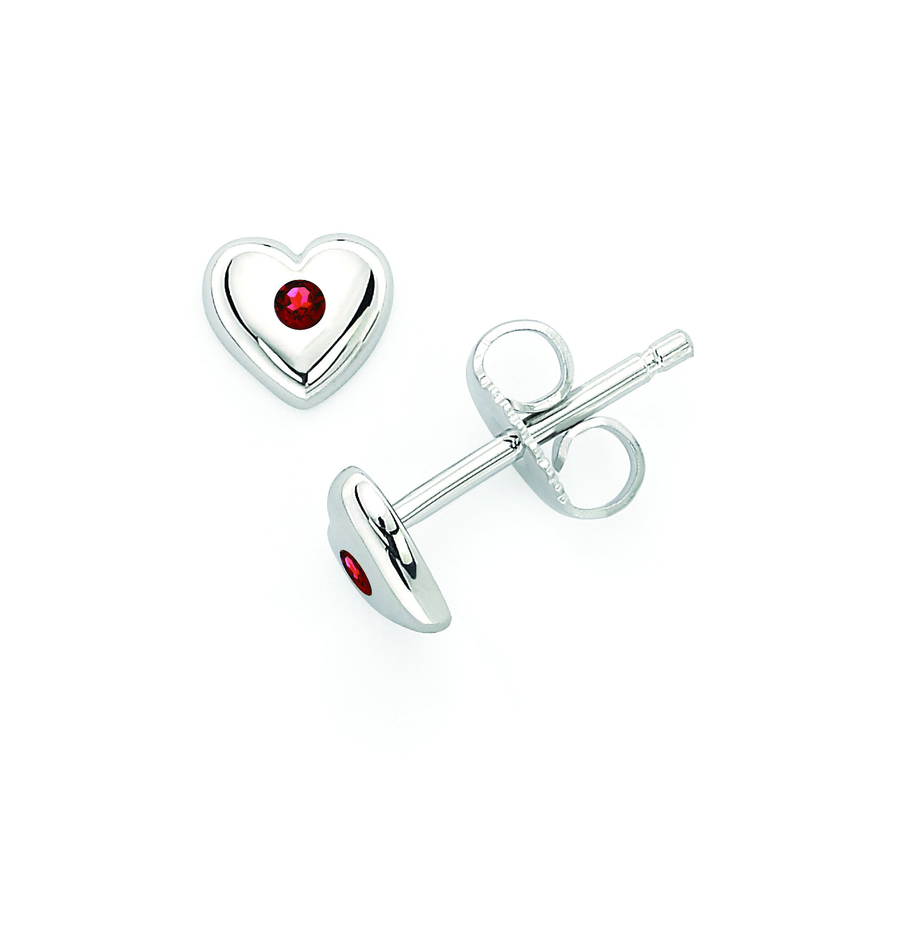 Little Diva Diamonds .925 Sterling Silver Crystal Simulated Birthstone Heart Shaped Stud Earrings For Girls