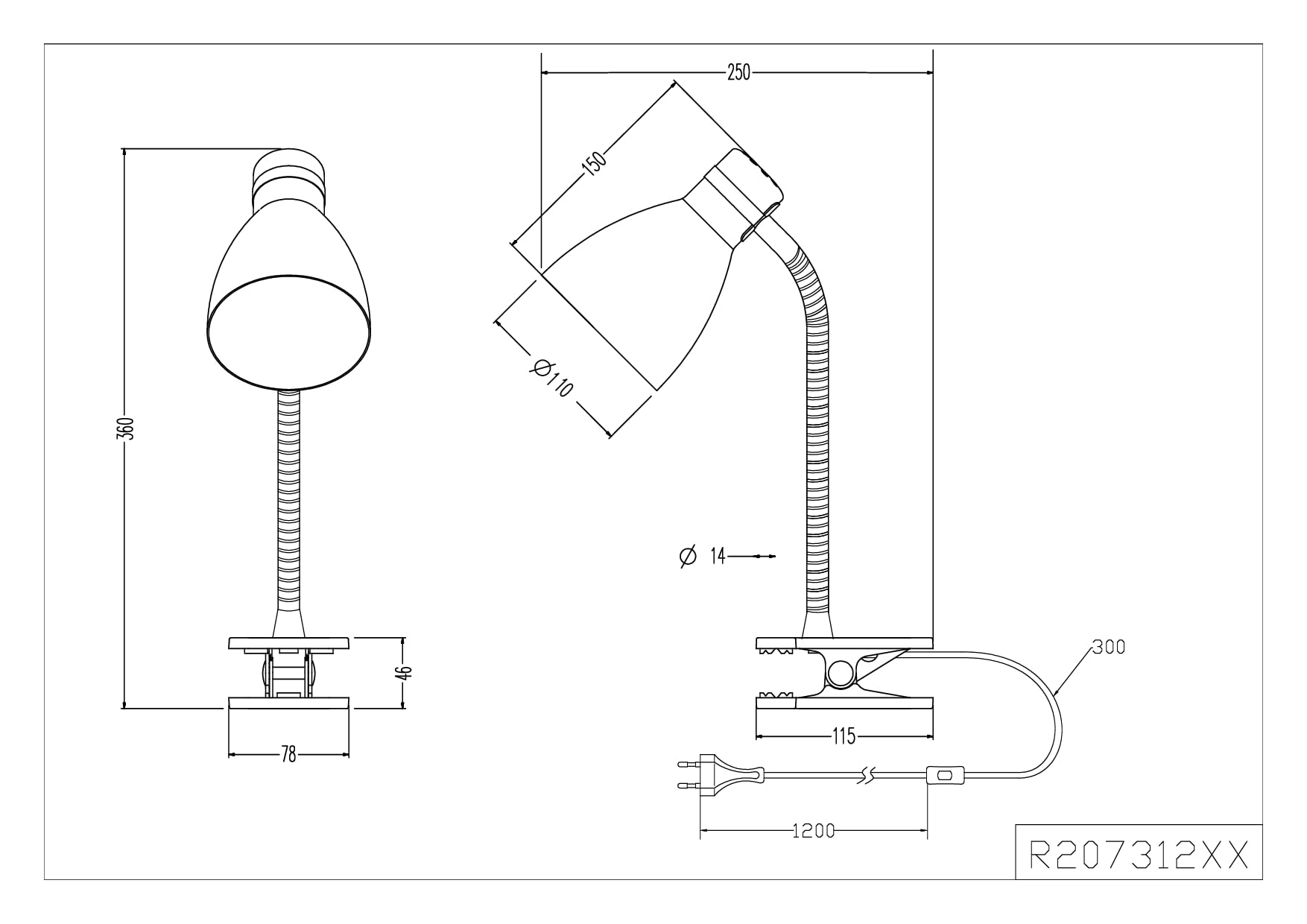 Reality Lampa zaciskowa Harvey R20731232, czarny matowy metal, z wyjątkiem 1x E27, Flexarm