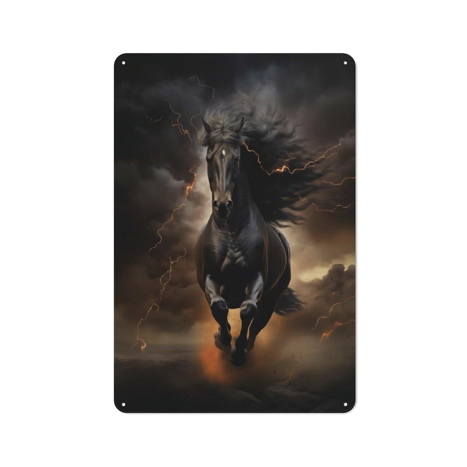 Junmoney Style-8 Nostalgic Black Horse Galloping Metal Wall Sign 30X20cm, Classic Pub Decor For Bar, Kitchen, Garage Or Games Room