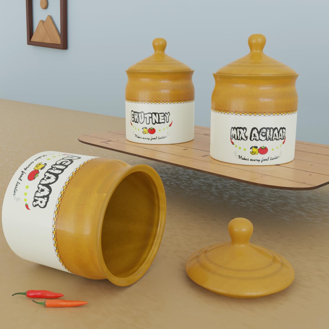 The Earth Store (Set of 3 250 ML Each, Moroccan Grey Carpet Multipurpose Ceramic Pickle Jar/Barni for Dining Table with Lid and Tray for Achar, Chutney, Pickle, Spice Jar, Saunf, Kitchen (B09MSCMHXX) Amazon Price History, Amazon Price Tracker