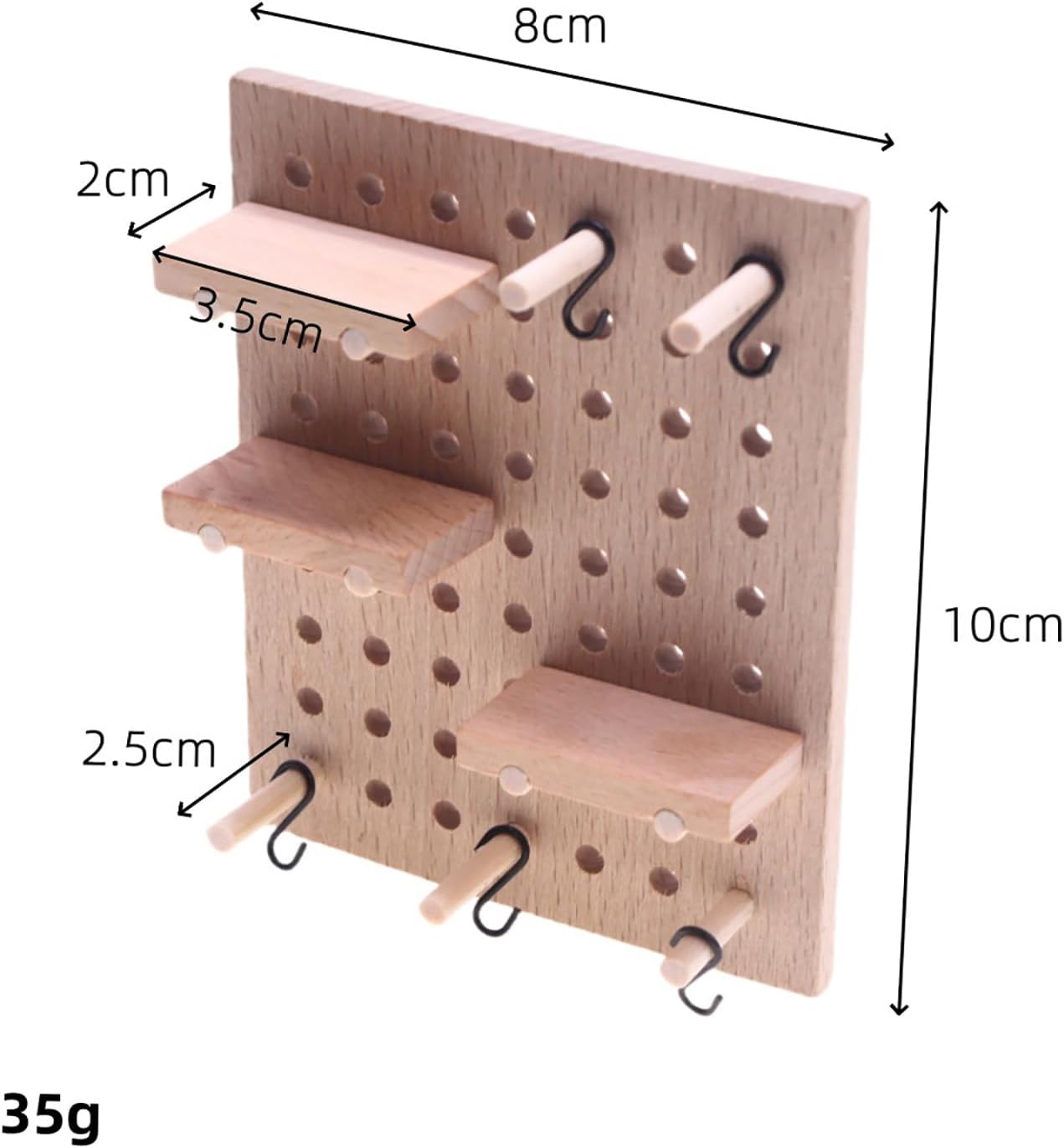 LOGOFUN 2pcs Solid Wood Miniature Wall Pegboard for Bjd Dollhouse Scene Storage Props and Decorations Accessories