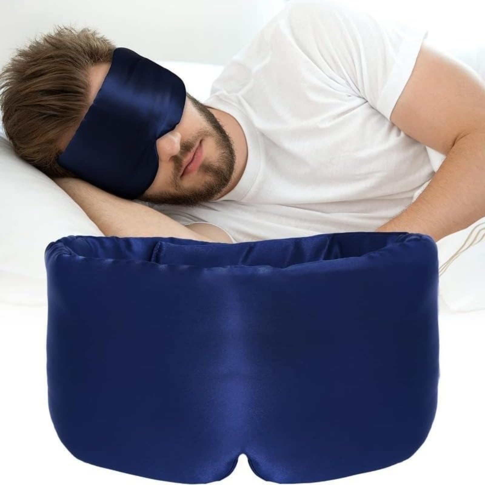Máscara de seda para dormir, antifaz de bloqueo de luz para dormir, máscara de ojos de seda agradable a la piel para aliviar la fatiga ocular y mejorar la calidad del sueño