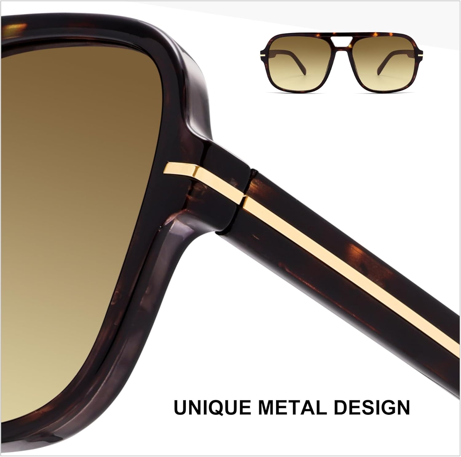 Retro Trendy Square Aviator Sunglasses Womens Mens 70s Classic Vintage Oversized Sun Glasses AR82173 - Image 4