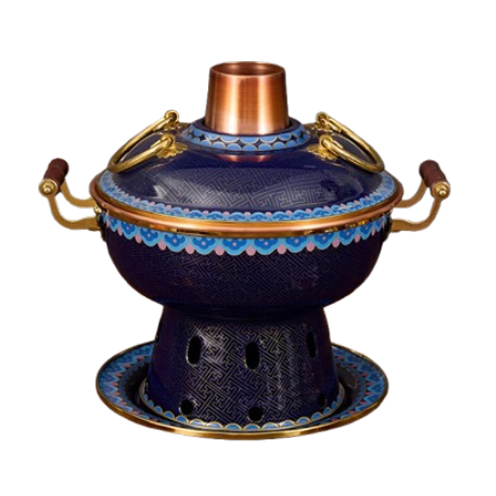 asdchZen Enamel Pot Cloisonne Hot Pot Buffet Hot Soup Pot Copper Single Person Hotpot Sturdy Home Use Shabu Pot Old Beijing Hot Pot,I,B
