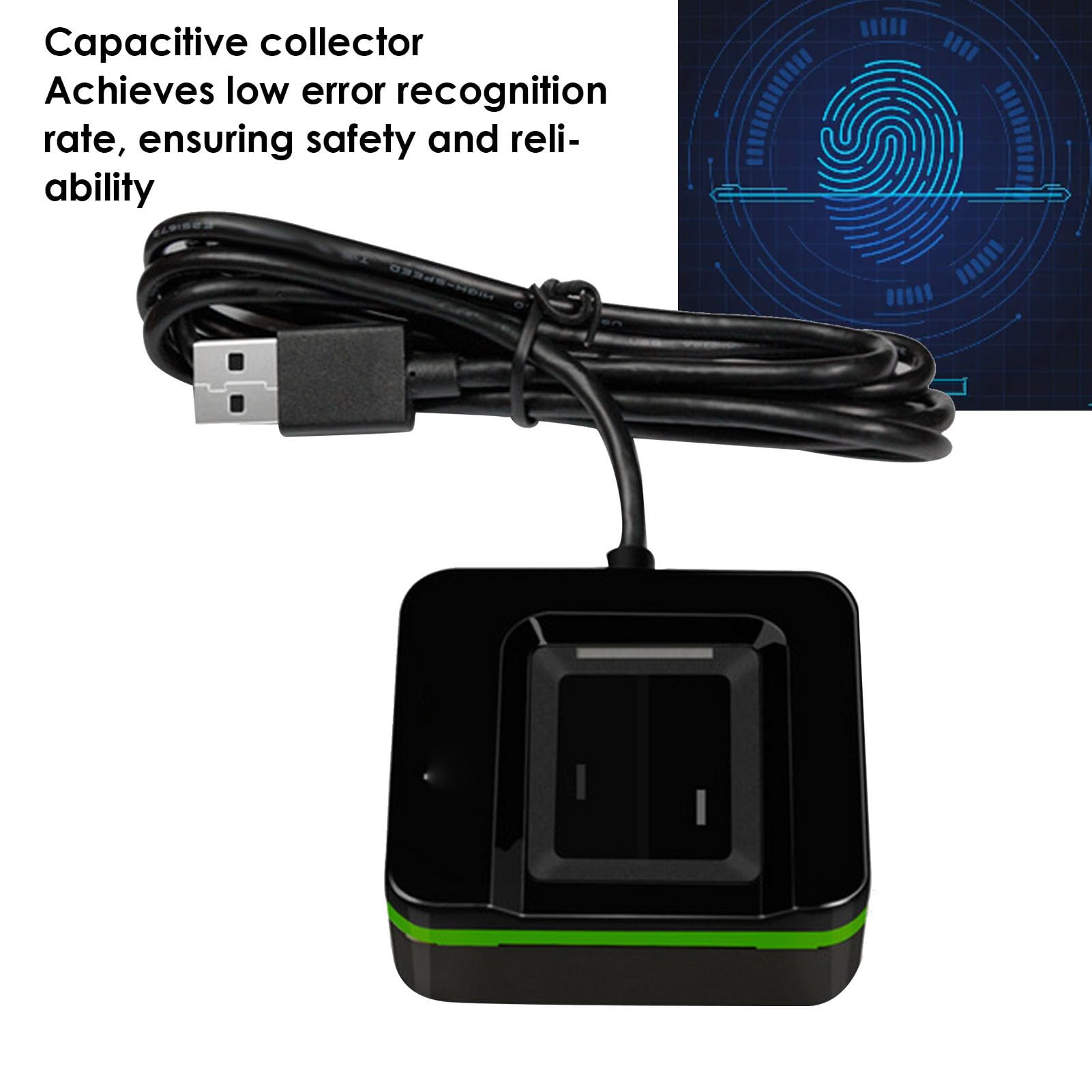 Tnfeeon Lector de Huellas Dactilares USB, Escáner Biométrico de Huellas Dactilares con Cable de 5,9 Pies para Computadora PC, Colector USB Plug and Play (ZKLIVE20R)