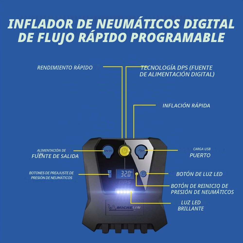 Michelin 12266 - Hinchador de neumáticos, acción rápida, Alta Potencia
