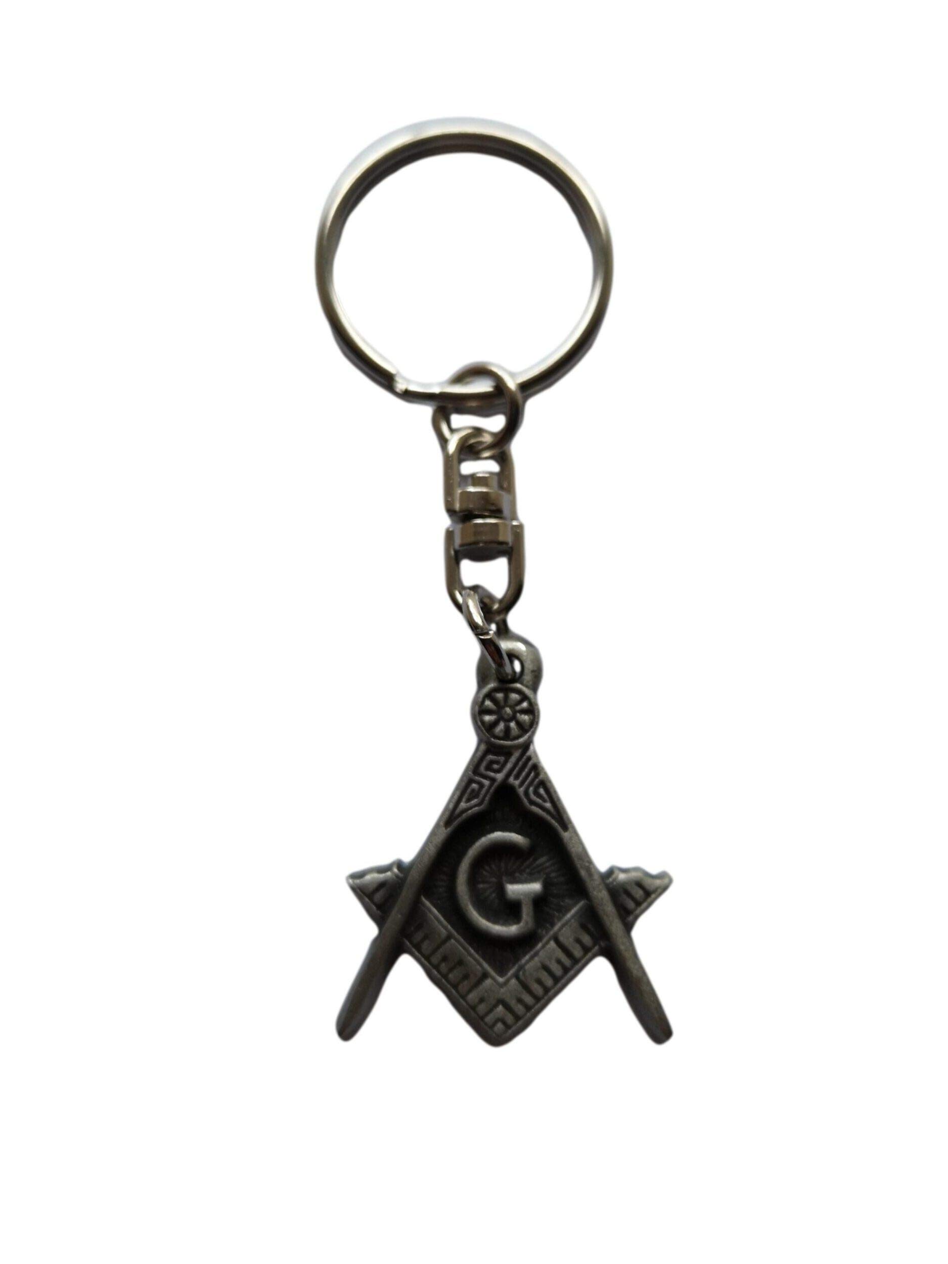 DAVID HINWOOD Freemasons Square and Compass pewter metal keyring