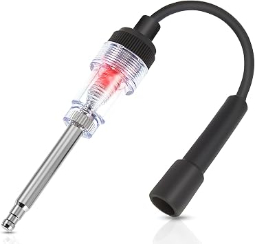 Inline Spark Plug Tester Engine Straight Boot Ignition Tester Light Lawnmower Checker Armature Diagnostic Detector for Automotive Car Internal External Engine1 Piece