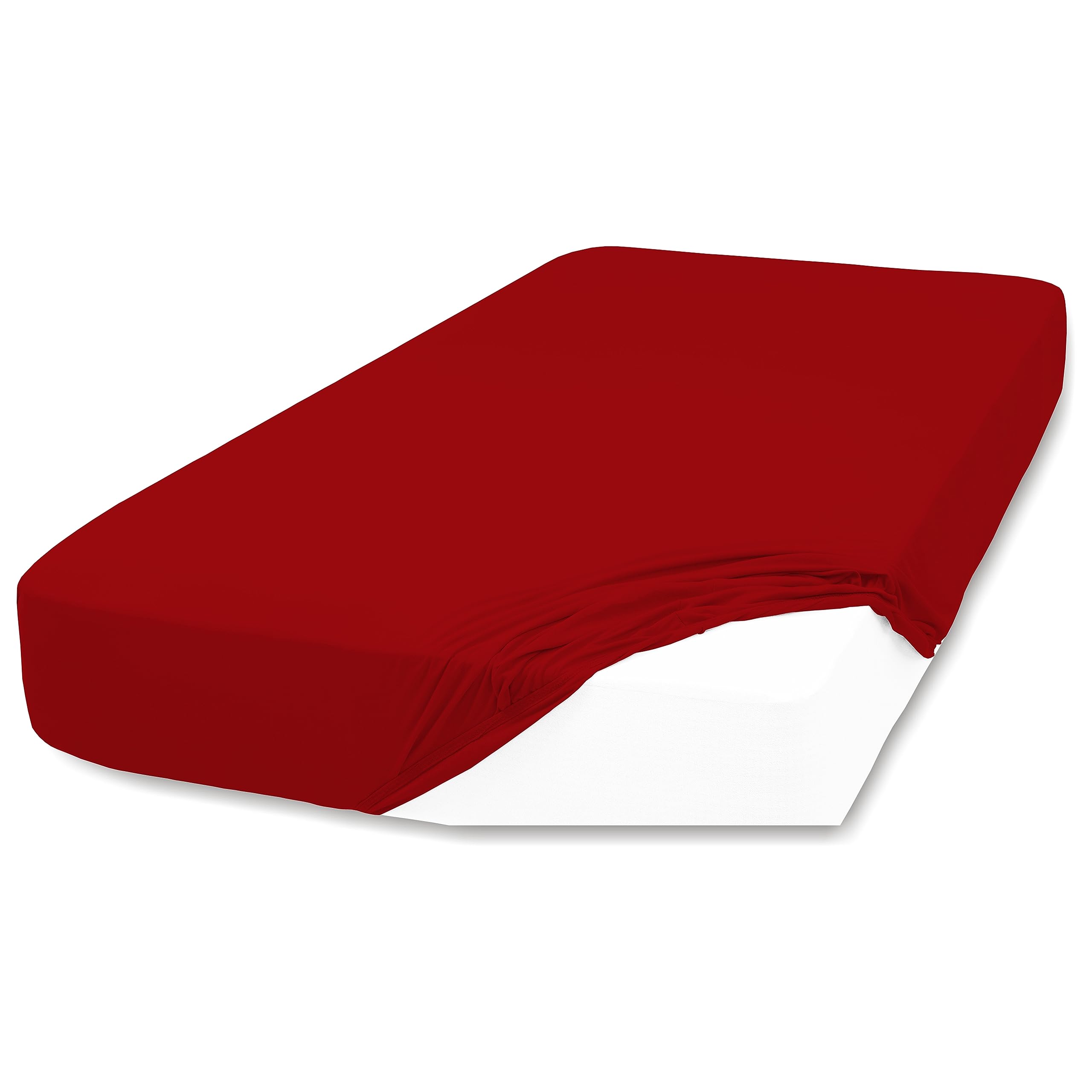 Amigozone Red Plain Pollycotton Fitted Sheet Bunk Bed Small Single Fitted Sheet, Bunk Bed (76 X 190Cm)