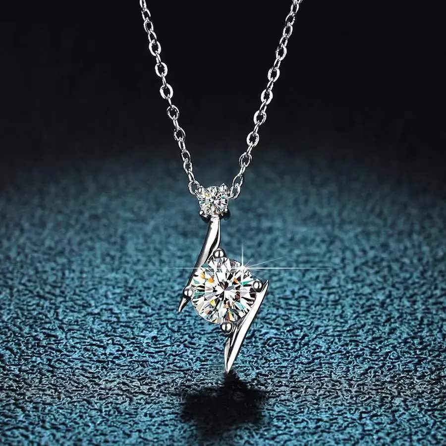 Collier moissanite en argent 925 plaqué or blanc pour femme
