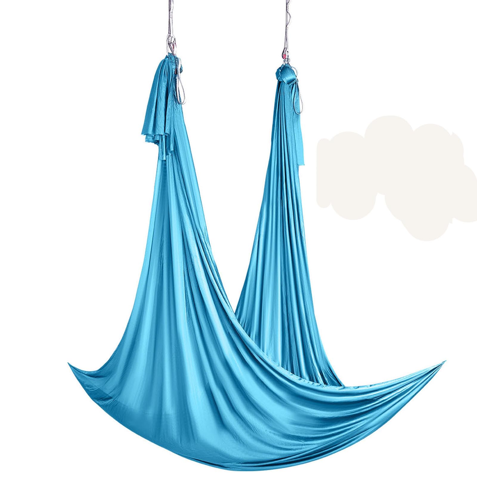 VEVOR Hamac de Yoga Aérien 5x2,8 m Kit Balançoire de Yoga Inversion Danse Aérienne en Nylon 100 g/m² Charge 1000 kg Vol Anti-gravité d'Air pour Fitness Musculation Pilates Gym Maison Studio Bleu
