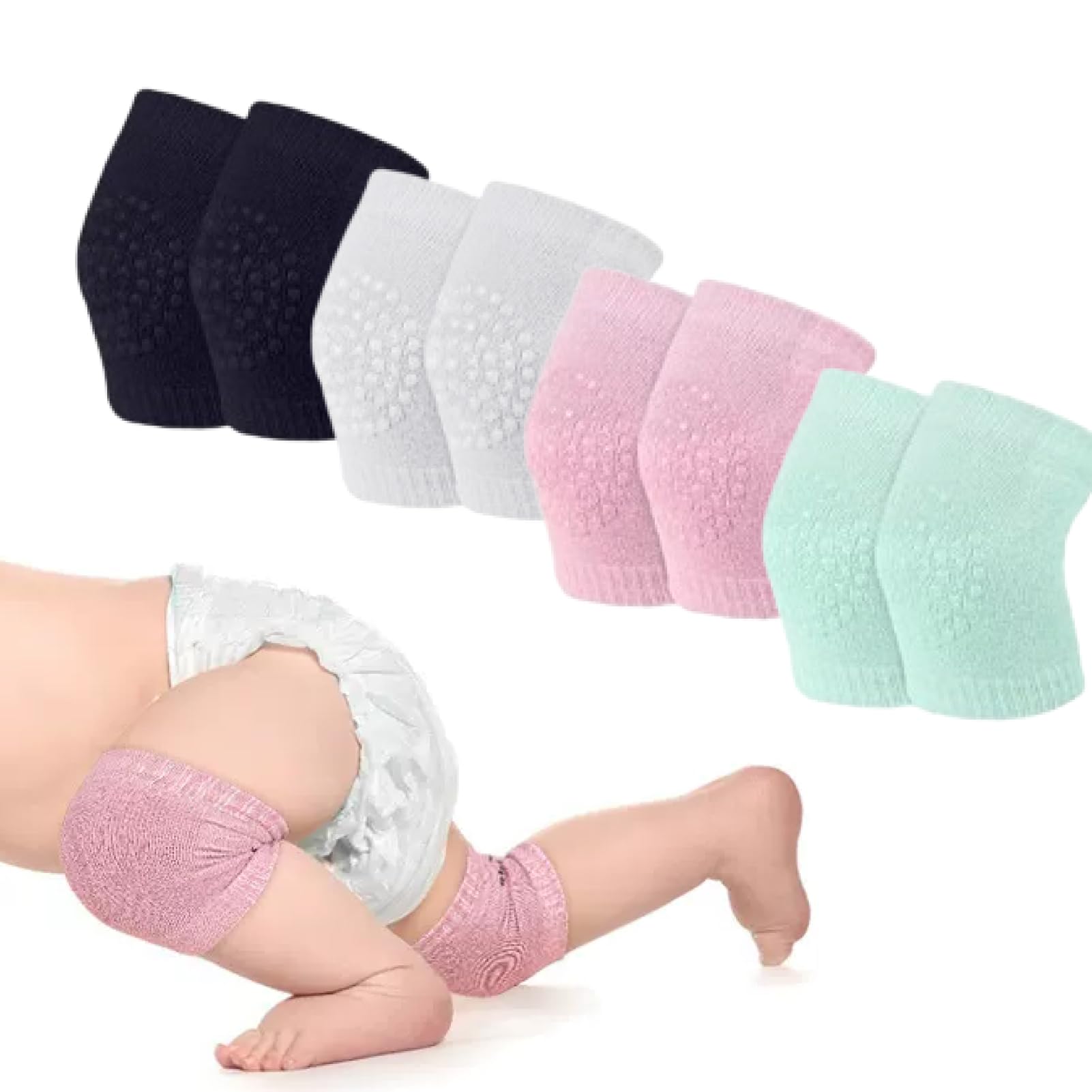4 Paia Ginocchiere Bambino Gattonare Ginocchiera Antiscivolo, Bambini Protezioni Neonato Bambini Knee Pads Ginocchia per Neonato 0-24 Mesi