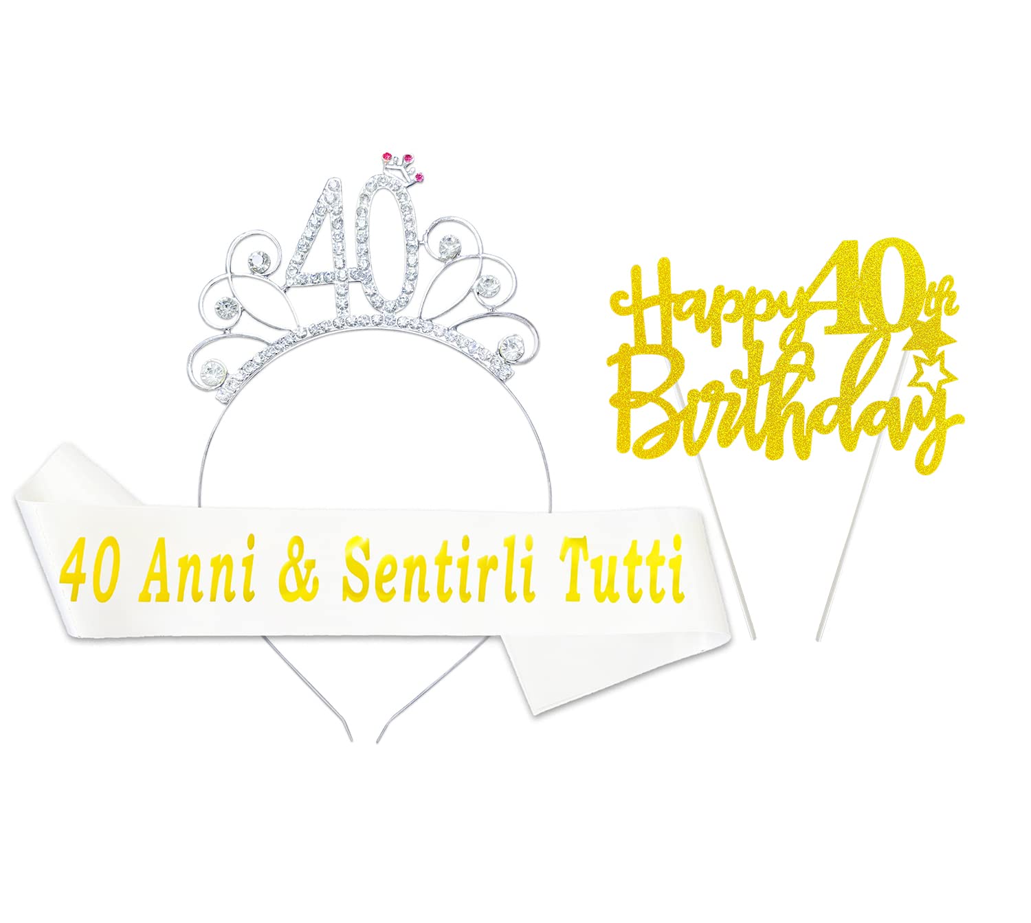 40. Geburtstag Dekoration Set – Krone + Spruchband + Cake Topper Für Die Perfekte Damen-Party
