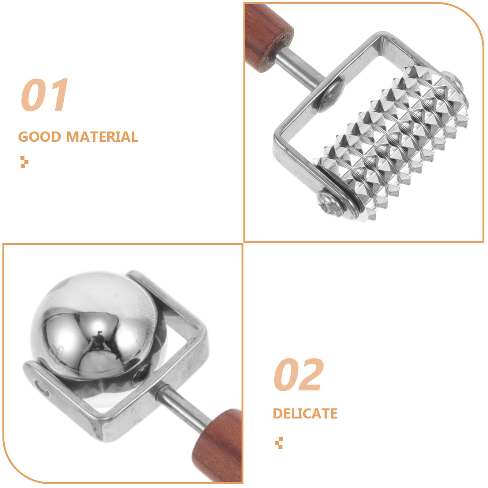 WOONEKY Masajeador Facial Cuello de Acero Inoxidable con Rodillo Doble para Ojos y Cara Herramienta Manual Antiedad para Mujeres Tensión Muscular Estimula Puntos de Acupresión y Mejora