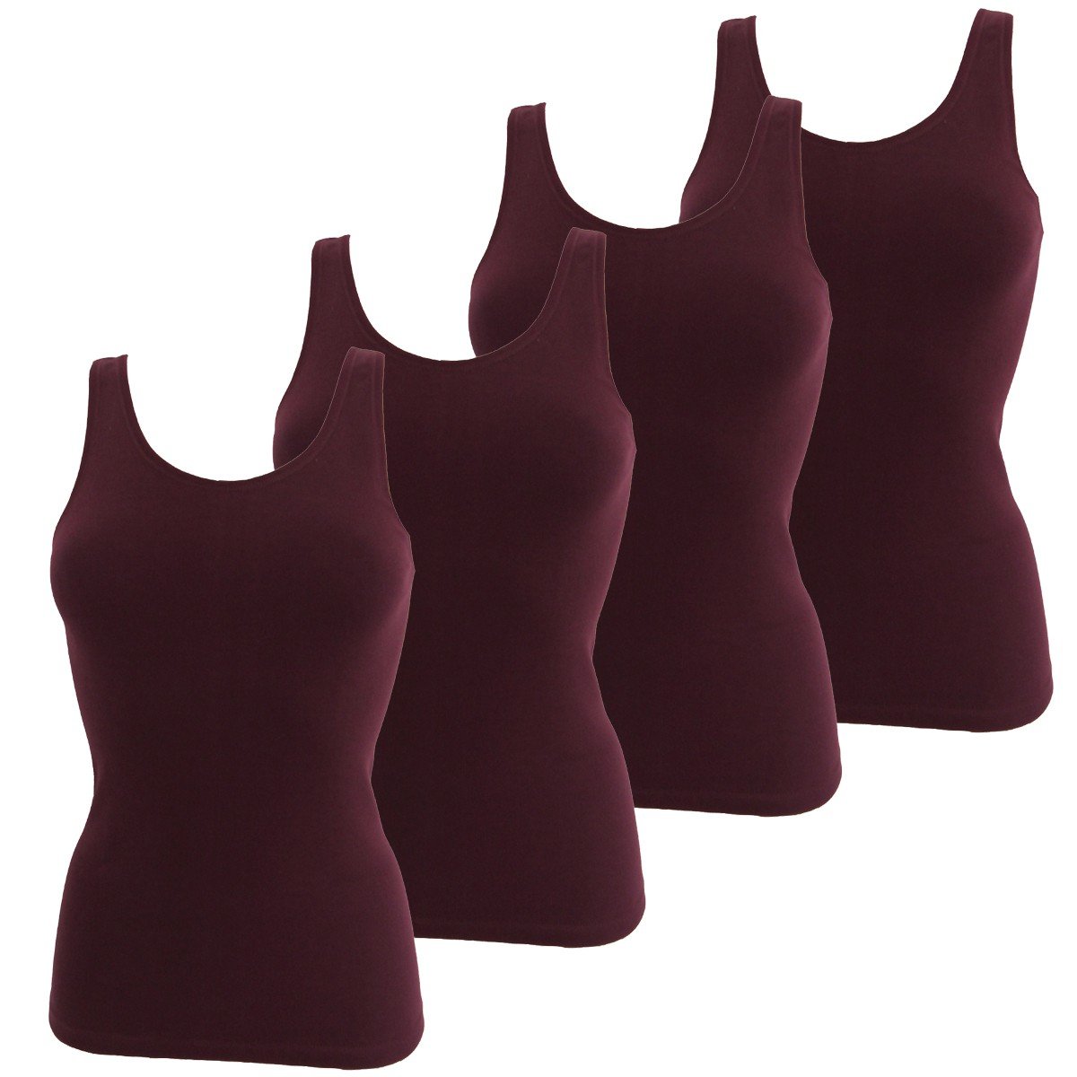 HERMKO 1310 4 szt. damski tank top z bawełny organicznej, bordowy, 44/46 PL