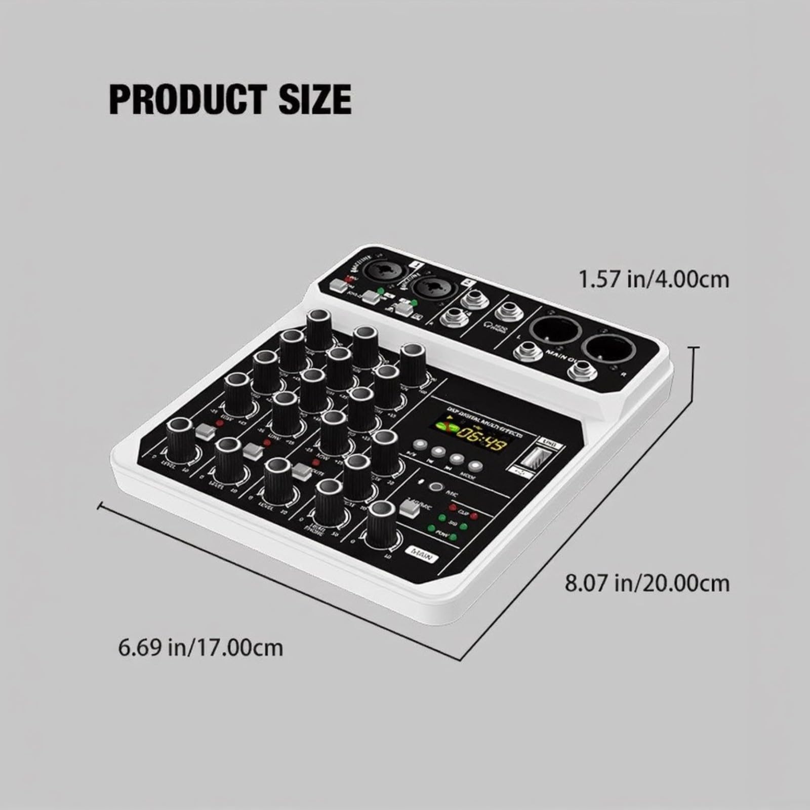 Mixer audio portatile a 4 canali con alimentatore da 48 V, riproduzione MP3 e microfoni per eventi di canto all'aperto