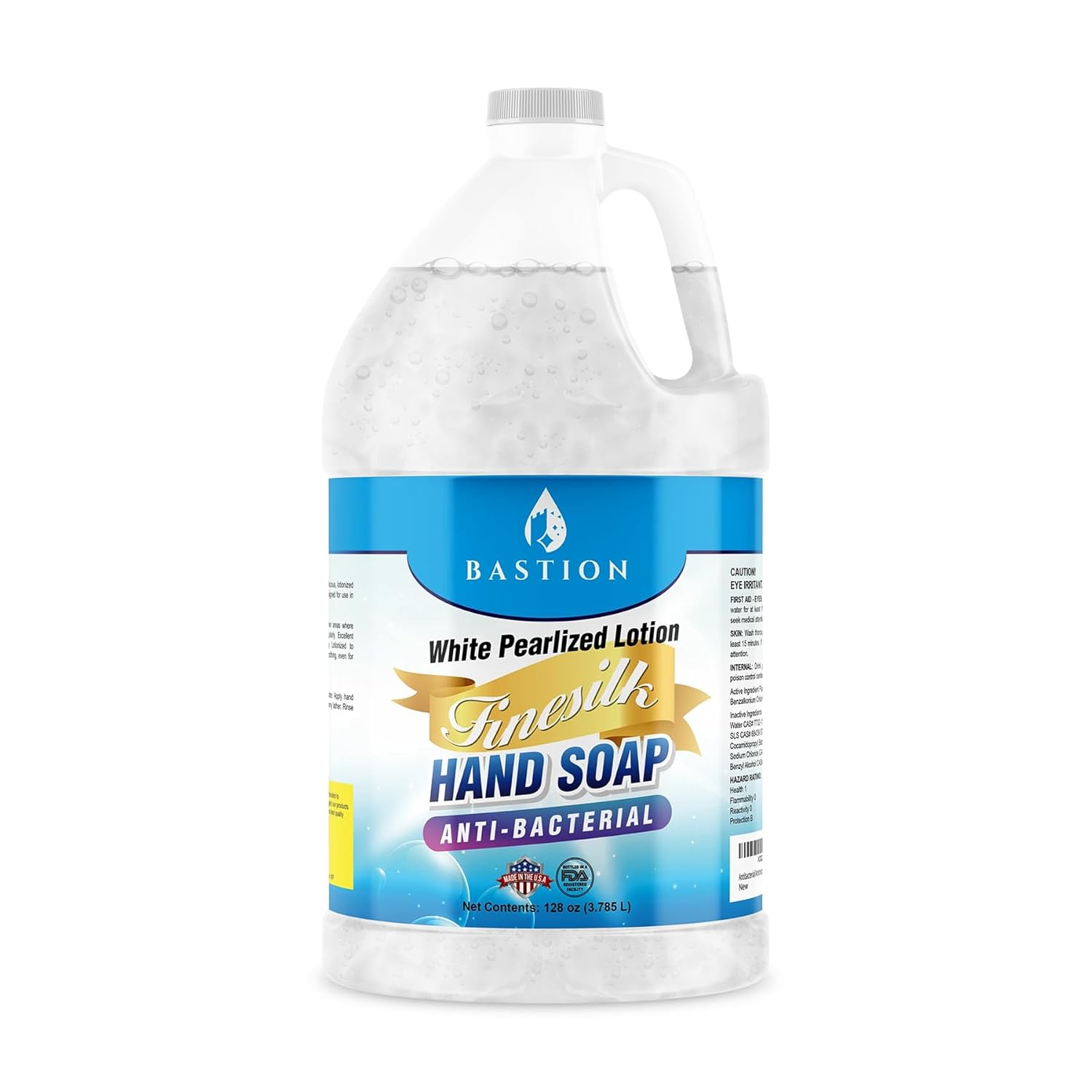 Antibacterial Finesilk White Pearlized Lotion Liquid Hand Soap: Bulk Refill Jug. PH Balanced Ultra-Strength. Made In USA (Finesilk, Gallon)