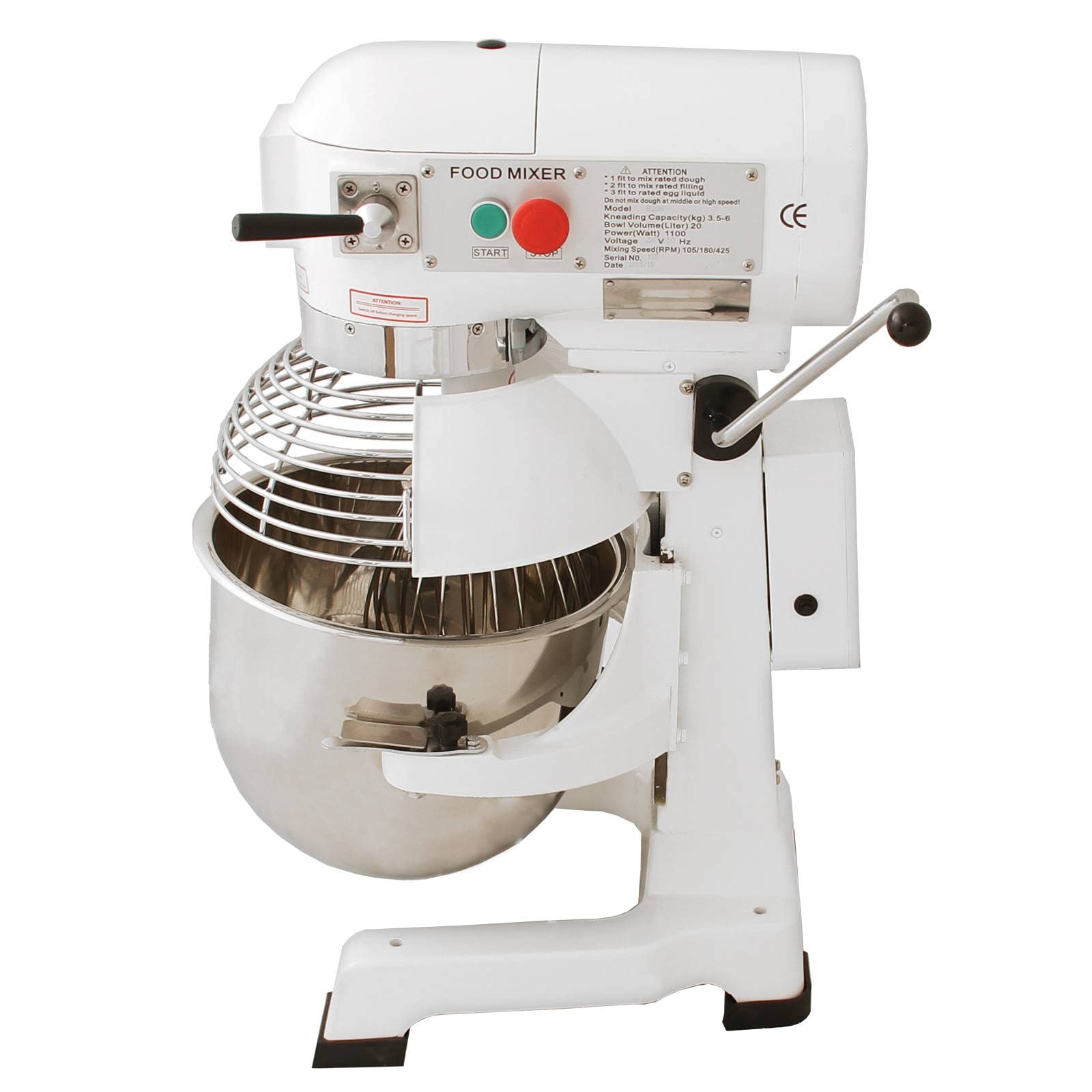 KuKoo - Batidora de batidora planetaria para amasar profesional de 20 litros con 3 accesorios