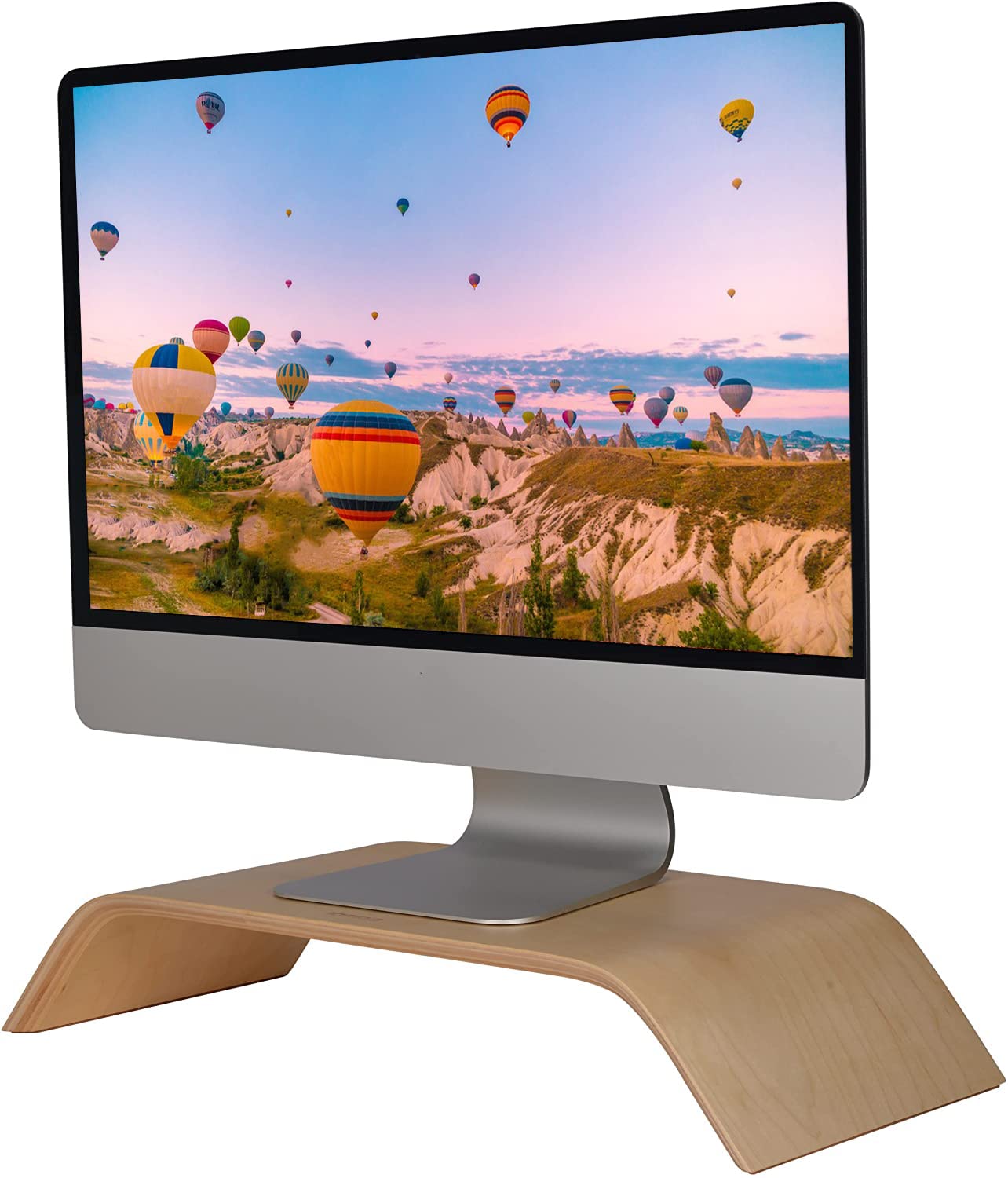 SAMDI Computer Screen Stand, Wood Laptop Notebook Monitor Desktop Stand Riser Holder for Apple Macbook Air Pro iMac LCD Monitor PC TVs Printer (White Birch)