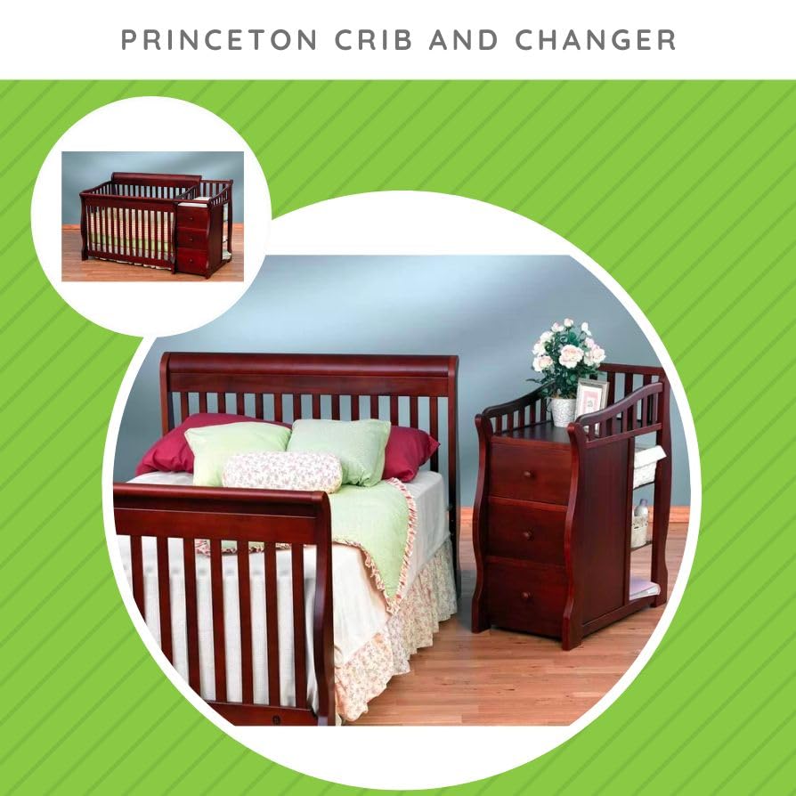 Image of Full-Size Conversion Kit Bed Rails for Sorelle Crib & Changer Combos - Solid Wood - Toddler & Adult Bed Rail for Full-Size - Nursery & Baby Furniture (Model #1050, Cherry - Princeton Crib & Changer)