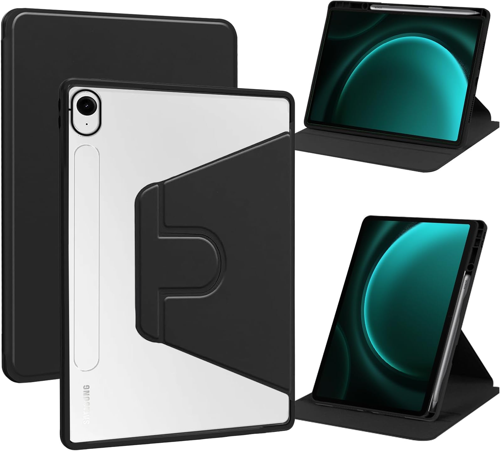 Case for Samsung Galaxy Tab S10 Lite 5G 10.9inch, Ultra Slim Adjustable Kickstand Anti-Drop Anti-Scratch Shockproof Soft PU Leather+ Hard PC Rugged Back Cover with Pen Slot,Black