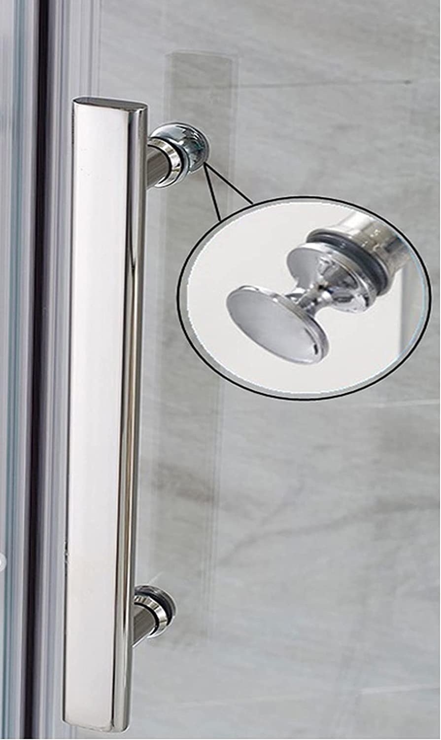 Poignée de porte de douche en verre | Lot de 2 boutons alu poli pour cabine