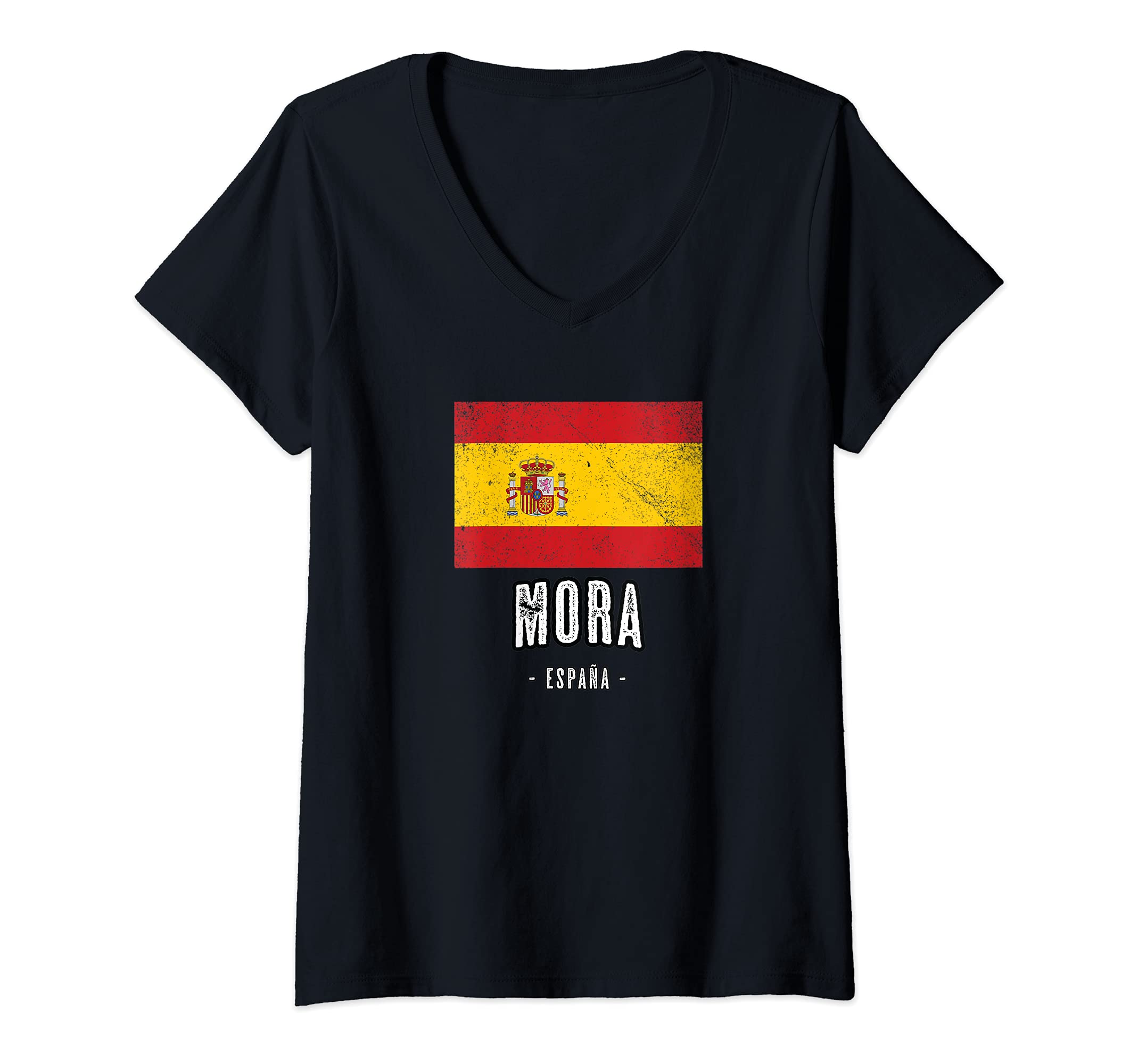 Womens MORA Spain | ES Flag, City - Bandera Ropa - V-Neck T-Shirt