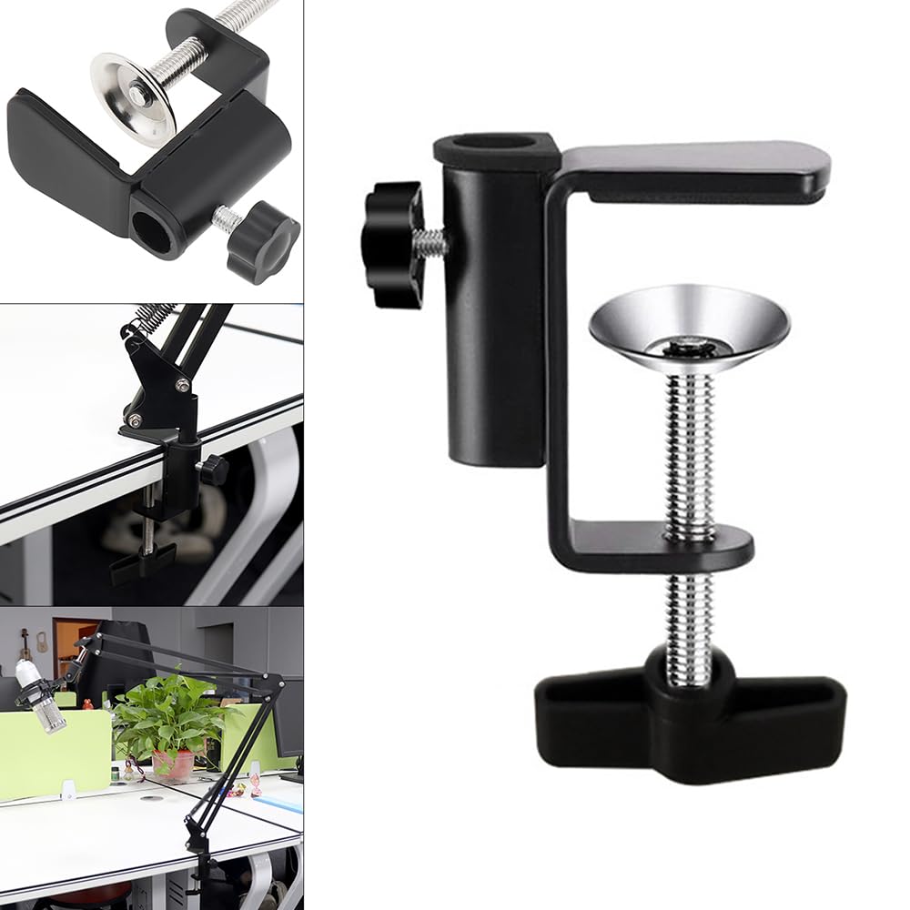 Morsetto a C in alluminio per fotocamera/monitor, supporto da tavolo e da tavolo per microfono/microfono e tablet (nero)