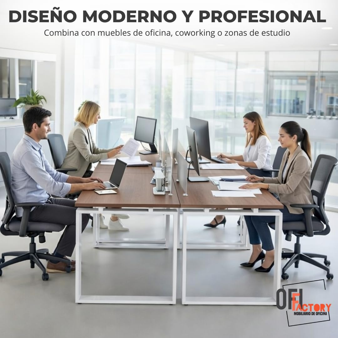 OFIFACTORY Mesa Oficina Profesional | Escritorio Madera con Tablero de Melamina 25 mm para Despacho, Teletrabajo, Ordenador o Estudio | Mesa Ordenador Escritorio Grande (140X80, Nogal)