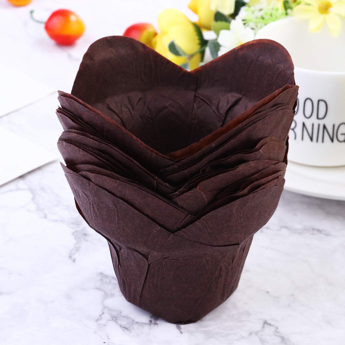 BESTonZON 200pezzi Pirottini Per Muffin Carta Confezione Di Supporti Per Dolci e Cupcake Per Feste e Occasioni Speciali Color Caffè