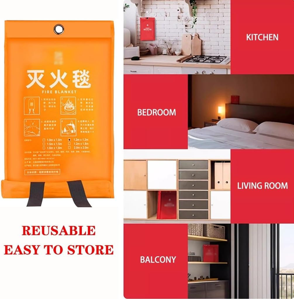 Silicone Fire Blanket for Home, Emergency Kitchen Flame Retardant Blanket, for School, Fireplace, Grill, Warehouse, Reusable/Heat-Resistant(Orange(2PCS),59.1 * 59.1inches)