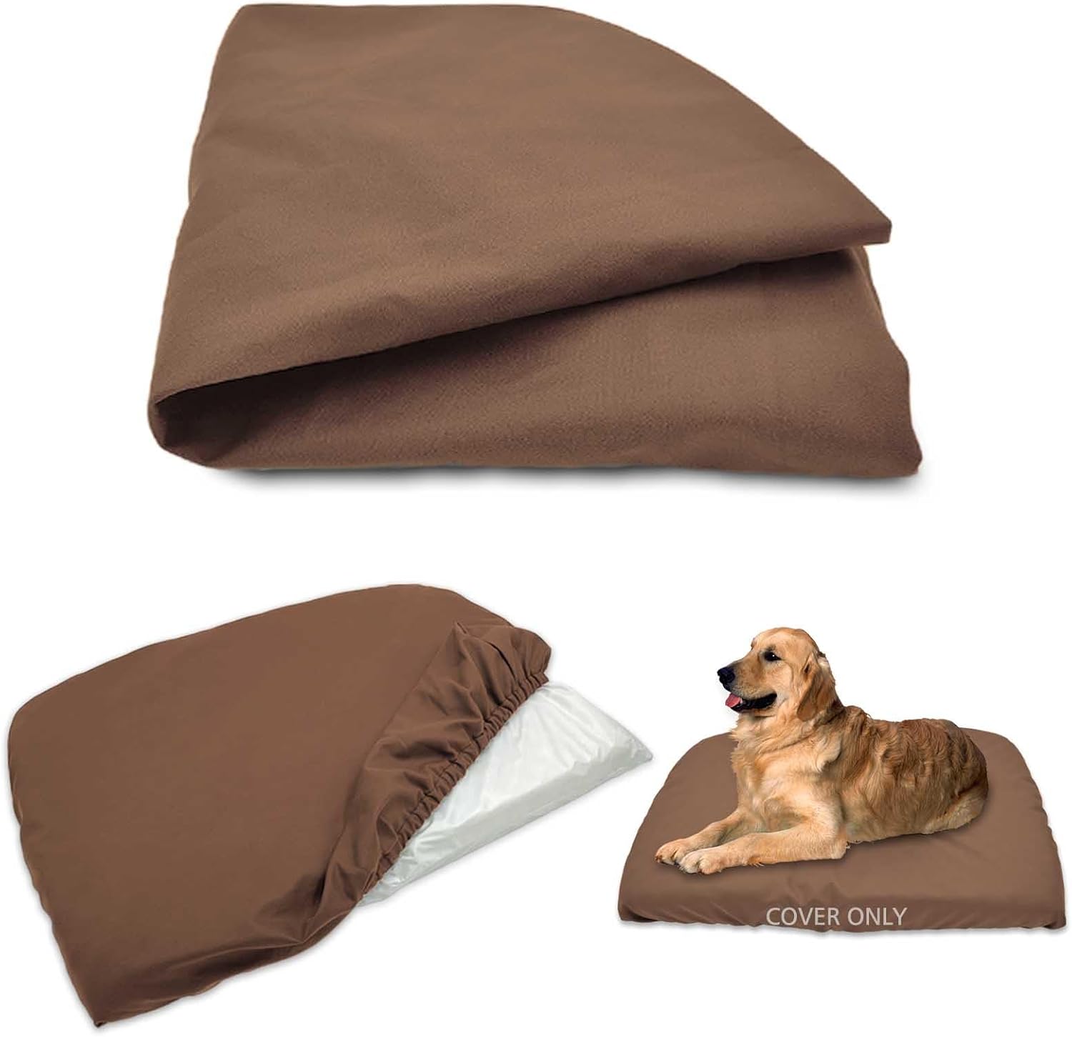 Dog Bed Cover Waterproof Replacement Machine Washable Covers for Dog Bed Heavy Duty Scratch Resistant Mattress Protector Pet Bed 36x27 Inch Brown Cover Only