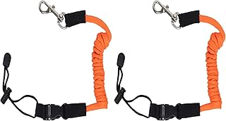 Qaziuy 2Pcak Kayak Paddle Leash, Elastic Kayak Paddle Rope with Adjustable Belt Buckle and Hooks, Kayaking Accessories for Canoeing Boating Surfing