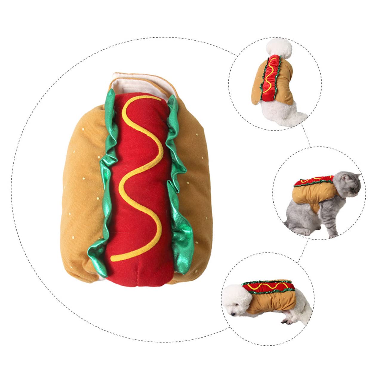 INOOMP Indumento Xxl Per Cani E Gatti Abbigliamento Natalizio Costume Da Hot Dog Per Feste Di Halloween