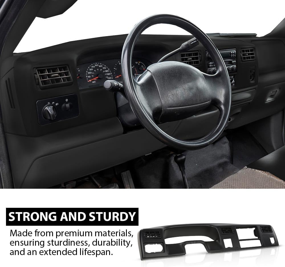 G-PLUS Dash Instrument Cluster Radio Trim Bezel with hole Compatible with Ford F250 F350 1999-2004,Black