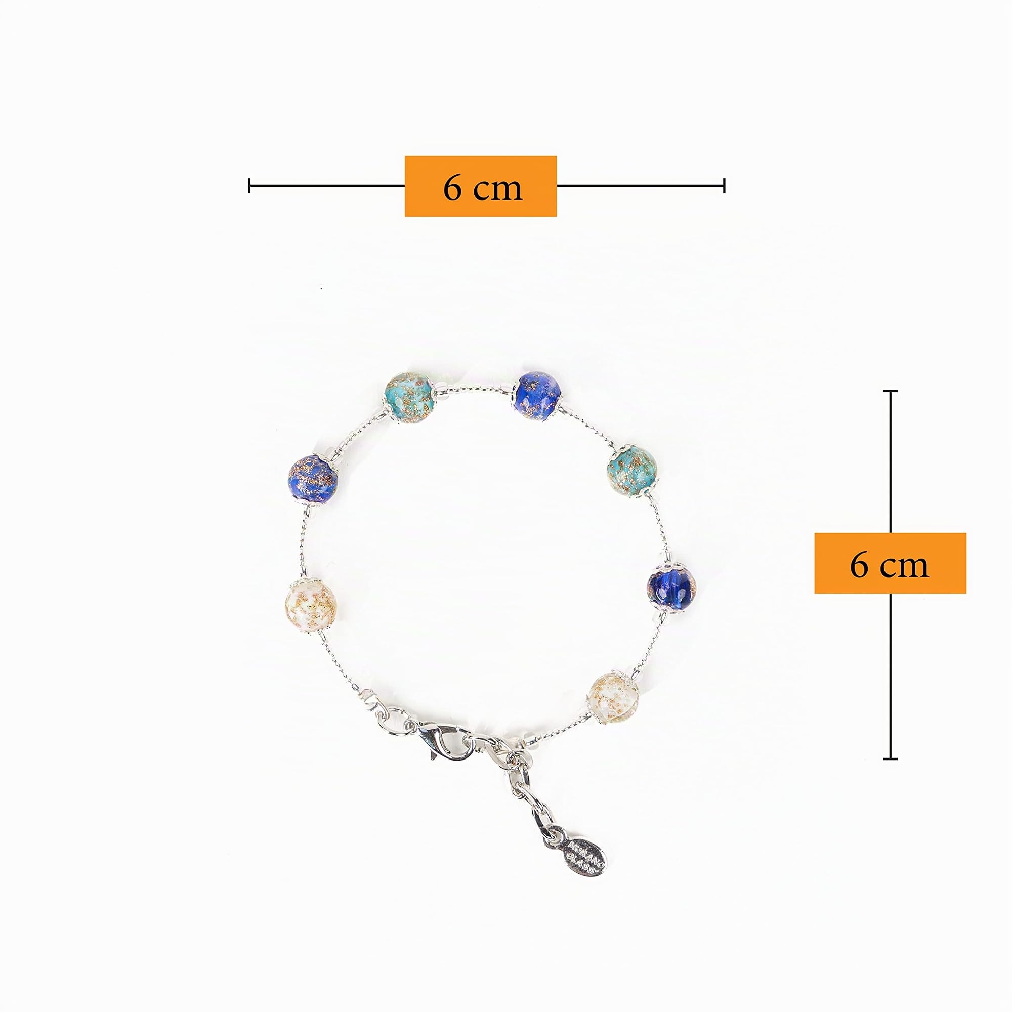 Sospiri Venezia Bracciale Donna 7 Perle in Vetro Diametro 8 mm Braccialetto Originale Vetro di Murano Gioiello Idea Regalo Made In Italy Certificato