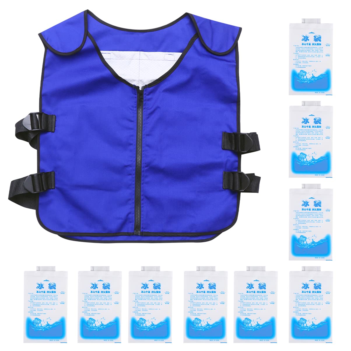 AbaodamCooling Vest with 20 Ice Packs, Summer Waterproof Cooling Safety Vest Cooling Clothing Jacket with Pockets and Zipper For Outdoor Hiking Riding Fishing