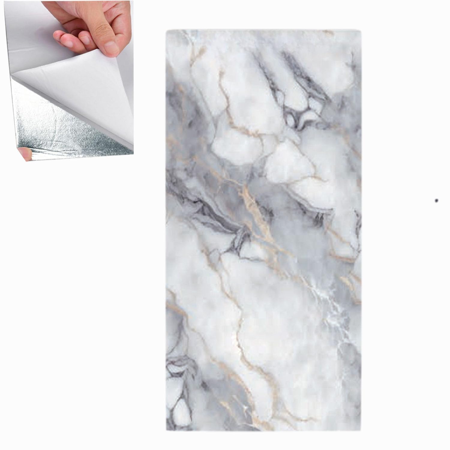 Sightday 10Pcs Marble Tile Stickers,60 x 30cm Self Adhesive Wall Tiles,Stick On Tiles for Bathroom,Decorative Waterproof Self Adhesive Tile for Walls Bathroom/Kitchen/Living Room/Bedroom(Light Grey)
