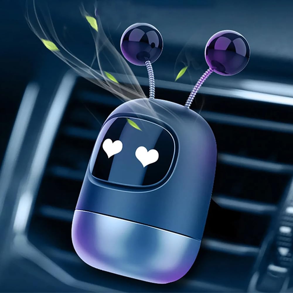 COOLive 2 Pack Cute Auto Perfume Diffuser Robot Shape Automobile Aroma Diffusers Decoration Ornaments Air Vent Clips Car Interior Accessories