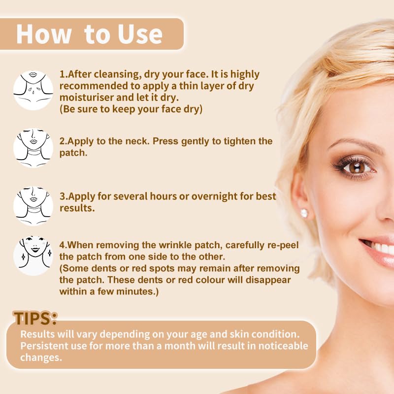Wrinkle Remover Wrinkle Patches Reusable For preventing skin wrinkles and removing wrinkles overnight while you sleep Pack of three (neck) (clear)
