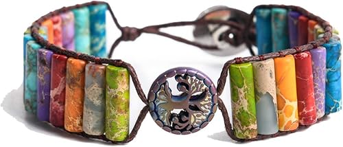 YGLINE Pulseras bohemias hechas a mano de piedra natural, pulsera de cuentas de cristal