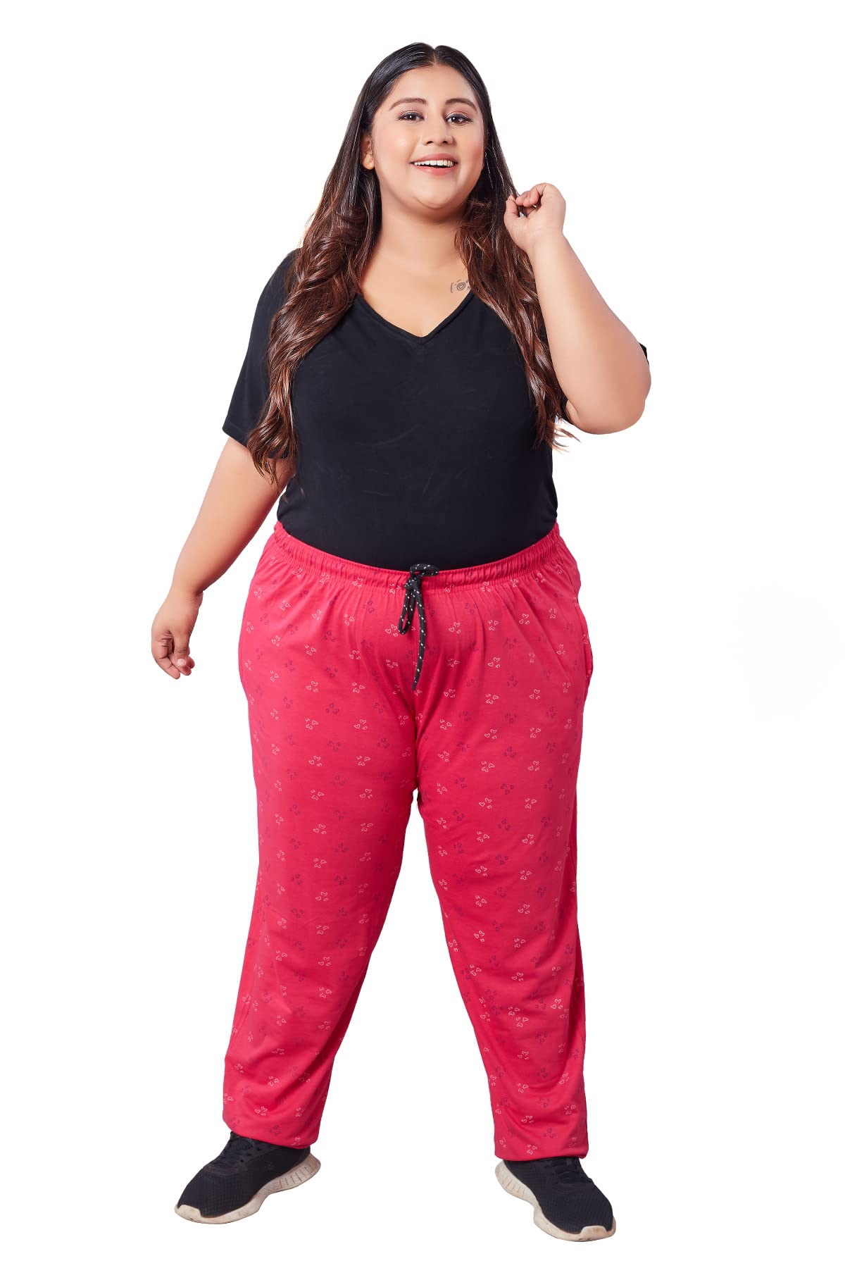 Cupid Womens Plus Size Cotton Printed Pajamas Nightwear Lounge